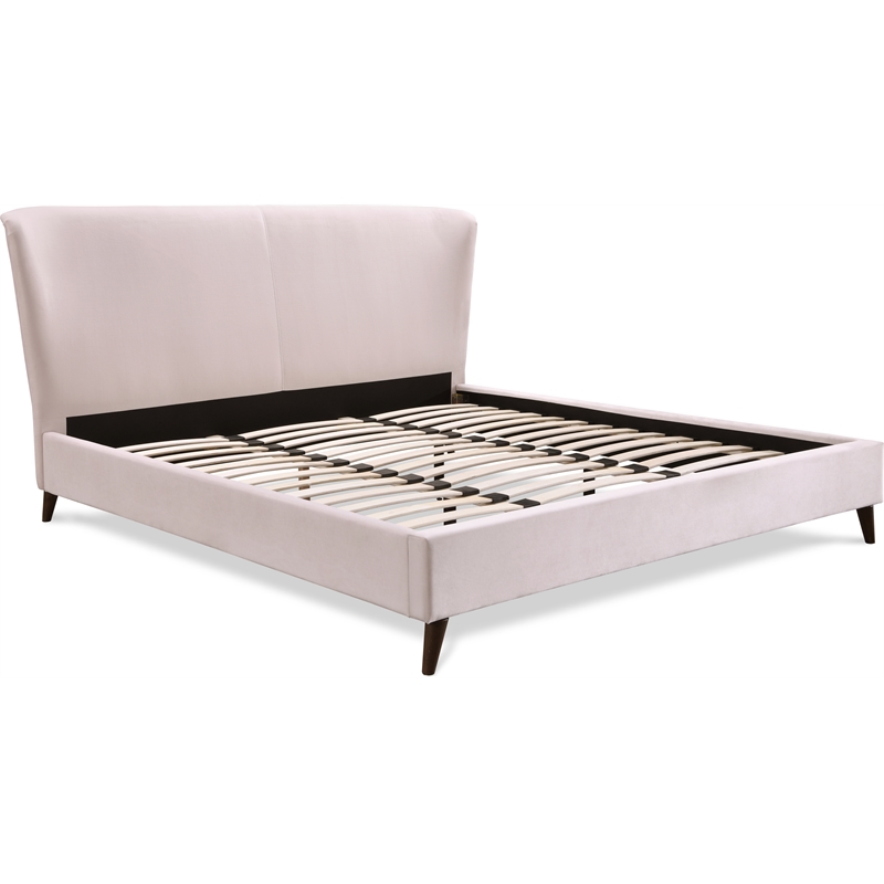 Adore Decor Adele Wingback Upholstered Platform Bed King Size Blush Pink