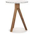Adore Decor Amari Round Side Table with Brass Inlay Top White
