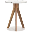 Adore Decor Amari Round Side Table with Brass Inlay Top White