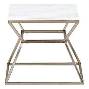Adore Decor Audrey Marble Side Table Silver