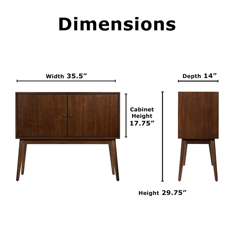 Adore Decor Brookline 2-Doors Storage Cabinet in Walnut Brown