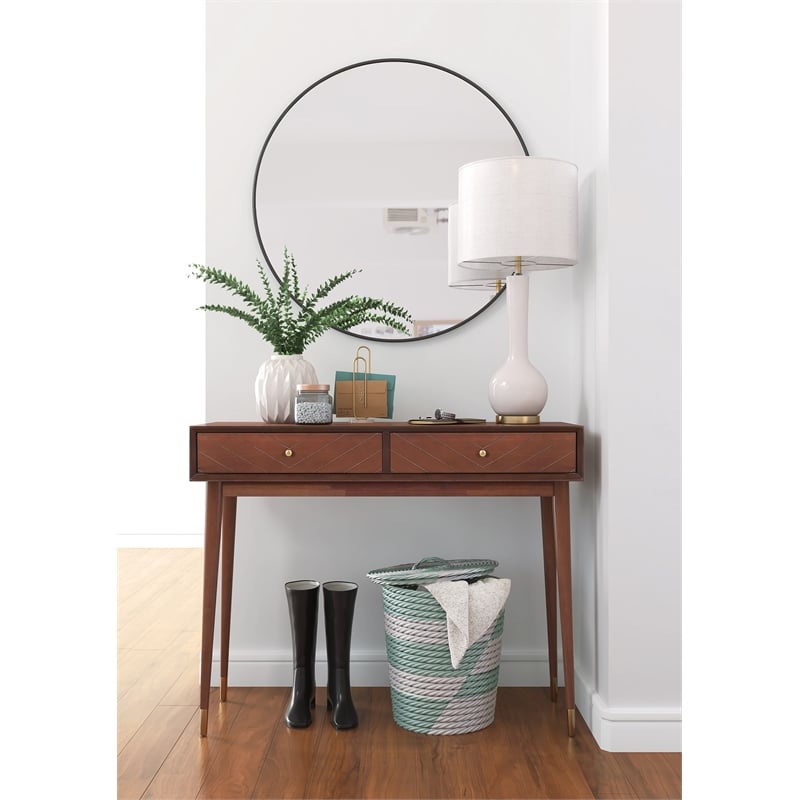 Adore Decor Sutton Mid-Century Modern Console Table Walnut Brown