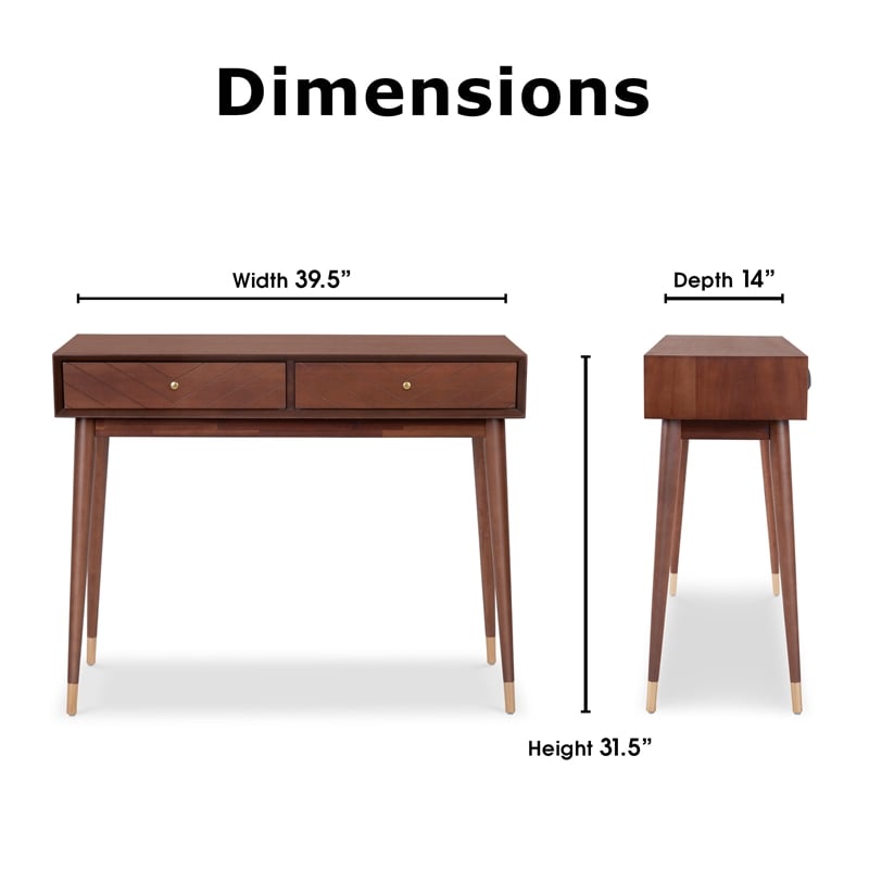 Adore Decor Sutton Mid-Century Modern Console Table Walnut Brown