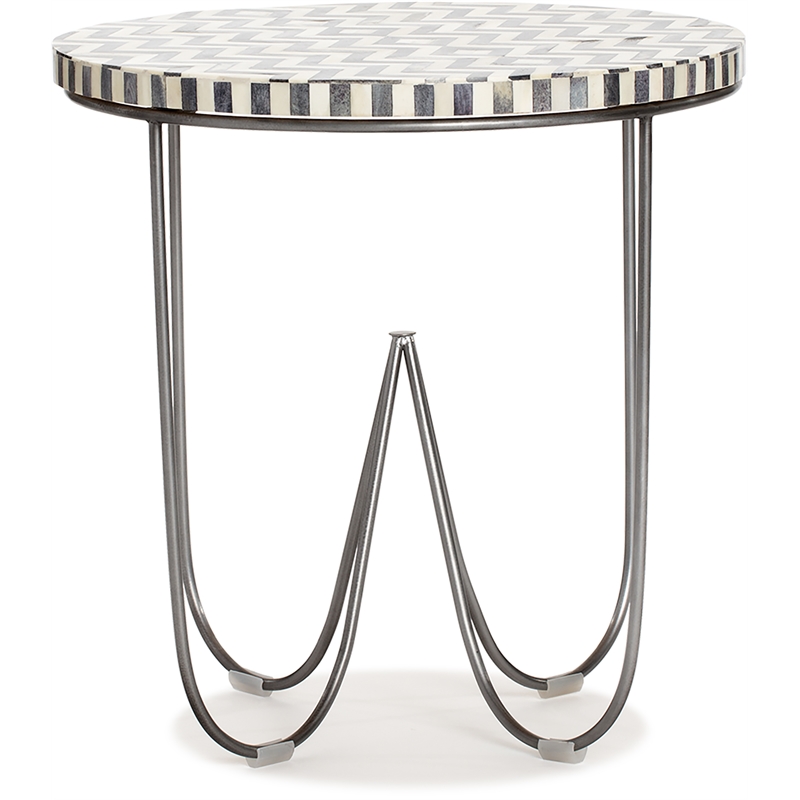 Adore Decor Zahra Round Side Table Black and White