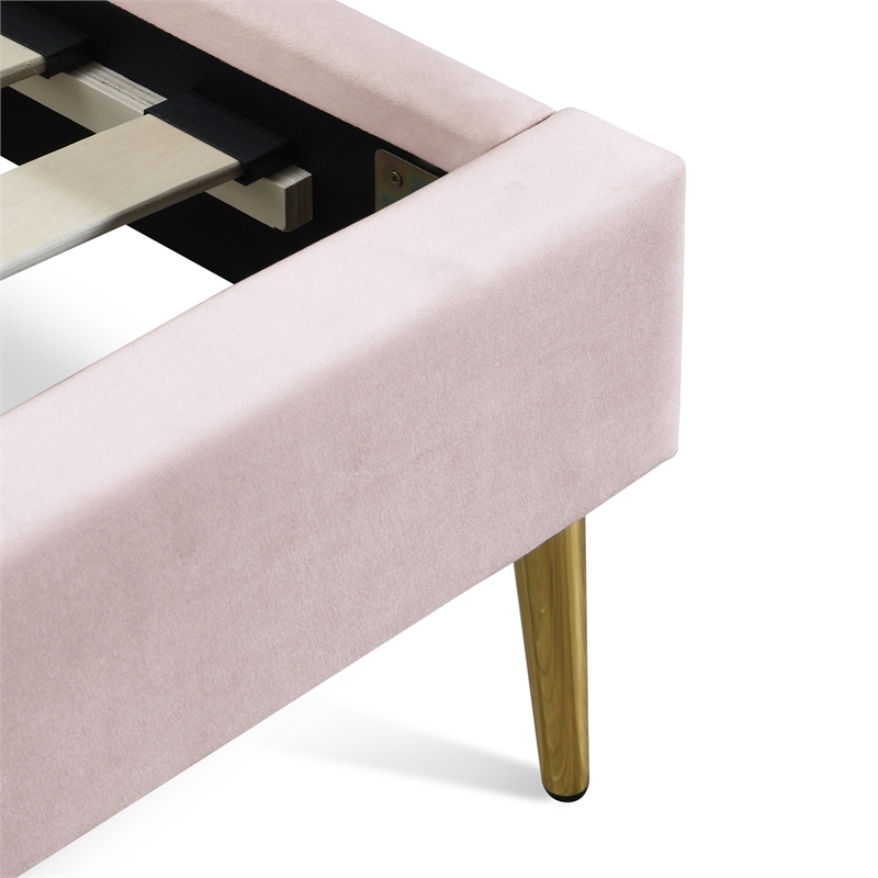 Adore Decor Sidney Upholstered Platform Bed King Size Blush Pink