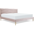 Adore Decor Sidney Upholstered Platform Bed King Size Blush Pink
