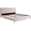 Adore Decor Sidney Upholstered Platform Bed King Size Blush Pink