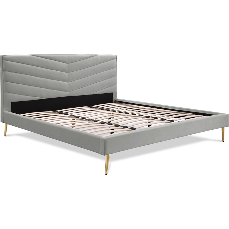 Adore Decor Sidney Upholstered Platform Bed King Size Gray