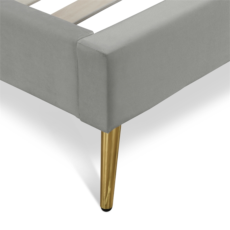 Adore Decor Sidney Upholstered Platform Bed Queen Size Gray