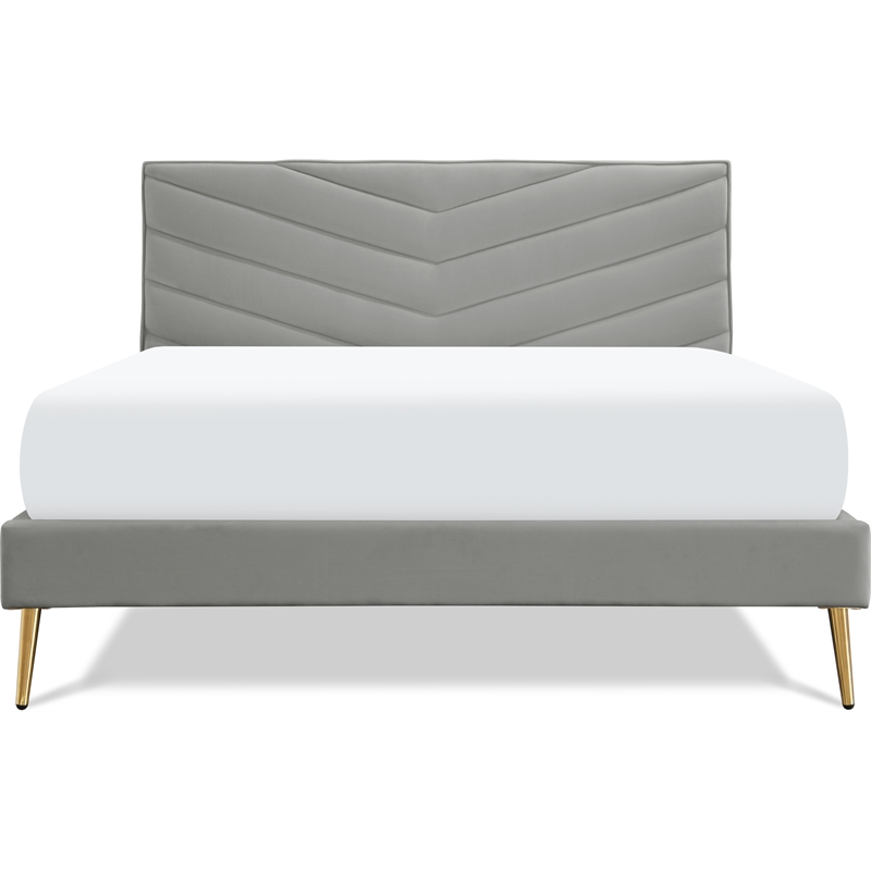Adore Decor Sidney Upholstered Platform Bed Queen Size Gray