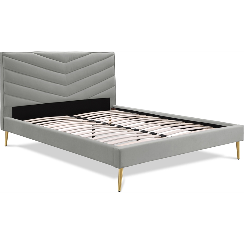 Adore Decor Sidney Upholstered Platform Bed Queen Size Gray