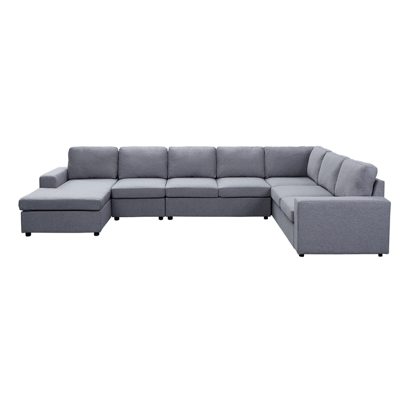 Tifton Fabric 7-Piece Reversible Modular Sectional Sofa Chaise Light Gray