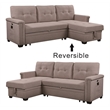Ashlyn Light Gray Fabric Reversible Sleeper Sofa USB Charger Storage Chaise