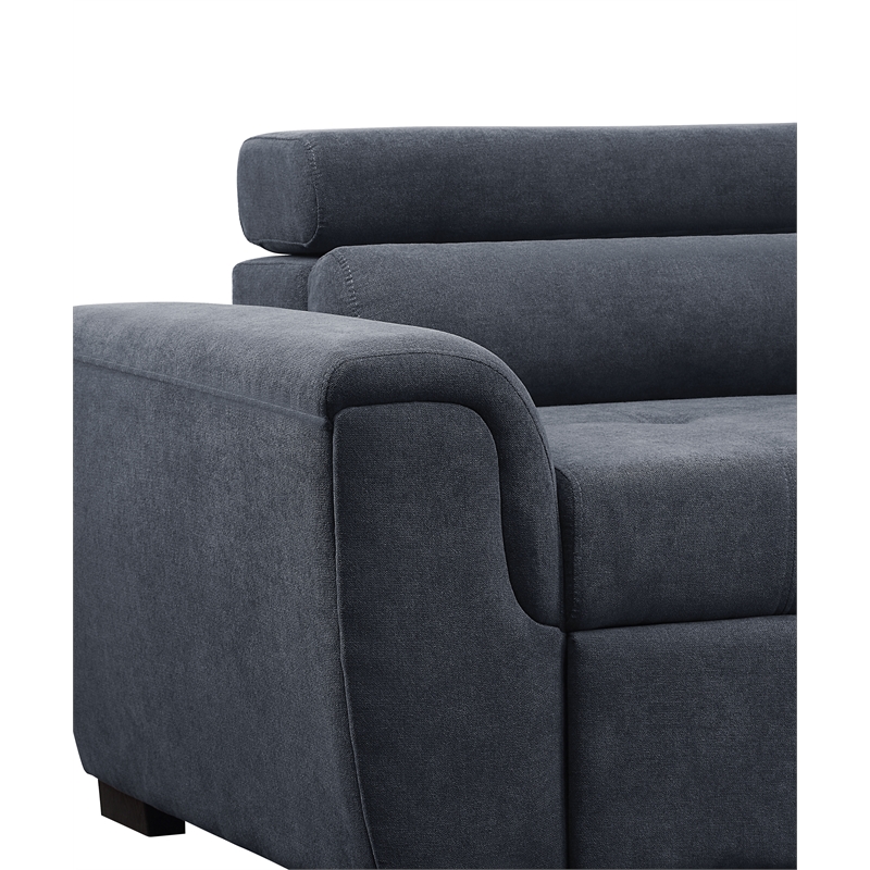 Haris Gray Fabric Sleeper Sofa Sectional Couch and Storage Ottoman