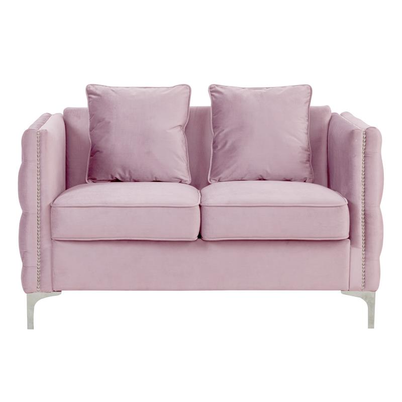 Bayberry Pink Velvet Sofa Loveseat Living Room Set