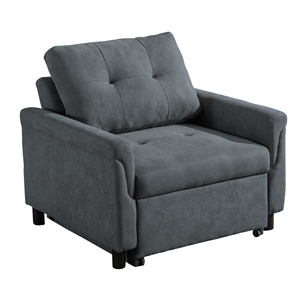 Hannah Dark Gray Woven Fabric Convertible Armchair Bed