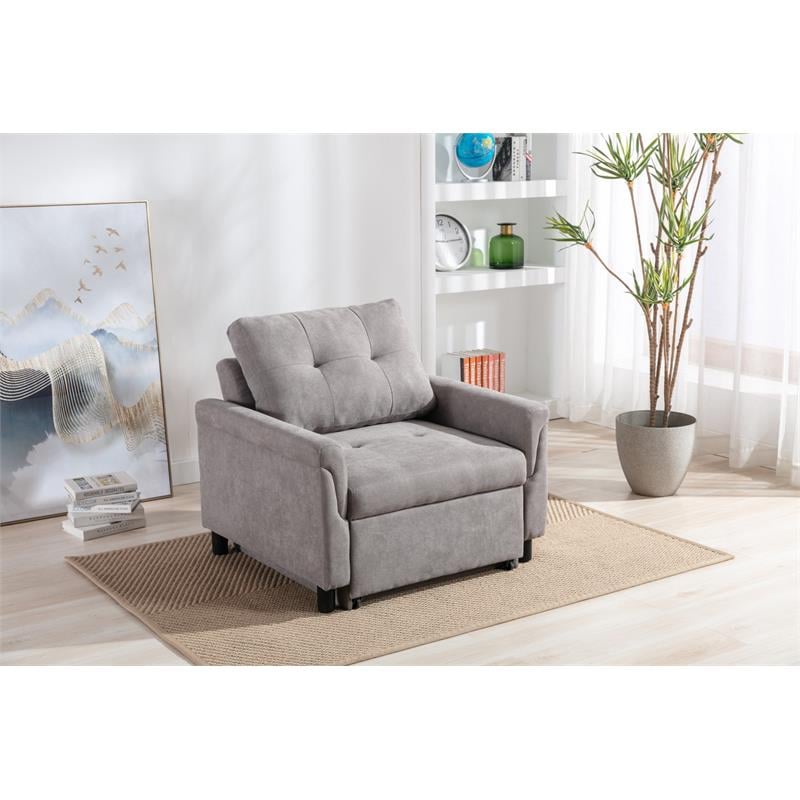 Hannah Gray Woven Fabric Convertible Armchair