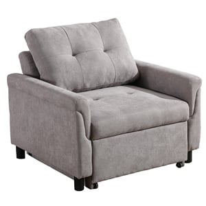 Hannah Gray Woven Fabric Convertible Armchair