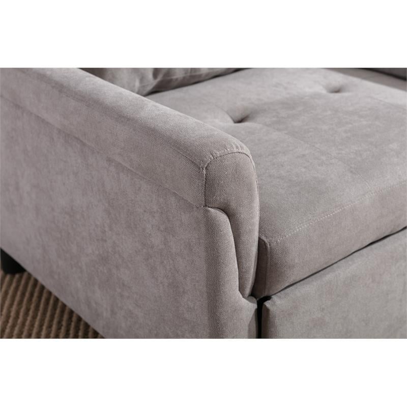 Hannah Gray Woven Fabric Convertible Armchair