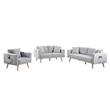Easton Light Gray Linen Fabric Sofa Loveseat Chair Living Room Set w/ USB Ports