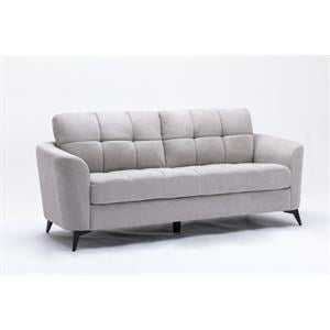 Callie Light Gray Woven Fabric Sofa with Tufted Cushion and Metal Legs