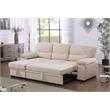 Kipling Beige Velvet Fabric Reversible Sleeper Sectional Sofa Chaise