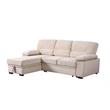 Kipling Beige Velvet Fabric Reversible Sleeper Sectional Sofa Chaise