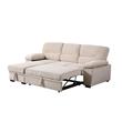Kipling Beige Velvet Fabric Reversible Sleeper Sectional Sofa Chaise