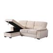 Kipling Beige Velvet Fabric Reversible Sleeper Sectional Sofa Chaise