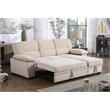 Kipling Beige Velvet Fabric Reversible Sleeper Sectional Sofa Chaise