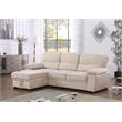 Kipling Beige Velvet Fabric Reversible Sleeper Sectional Sofa Chaise