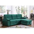 Kipling Green Velvet Fabric Reversible Sleeper Sectional Sofa Chaise