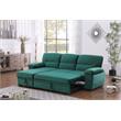 Kipling Green Velvet Fabric Reversible Sleeper Sectional Sofa Chaise