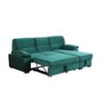 Kipling Green Velvet Fabric Reversible Sleeper Sectional Sofa Chaise