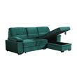 Kipling Green Velvet Fabric Reversible Sleeper Sectional Sofa Chaise