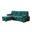 Kipling Green Velvet Fabric Reversible Sleeper Sectional Sofa Chaise