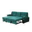 Kipling Green Velvet Fabric Reversible Sleeper Sectional Sofa Chaise