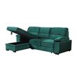 Kipling Green Velvet Fabric Reversible Sleeper Sectional Sofa Chaise