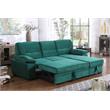 Kipling Green Velvet Fabric Reversible Sleeper Sectional Sofa Chaise
