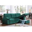Kipling Green Velvet Fabric Reversible Sleeper Sectional Sofa Chaise