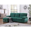 Kipling Green Velvet Fabric Reversible Sleeper Sectional Sofa Chaise