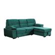 Kipling Green Velvet Fabric Reversible Sleeper Sectional Sofa Chaise