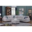 Cooper Light Gray Linen Fabric Reversible Sectional w/ Ottoman and Cupholder