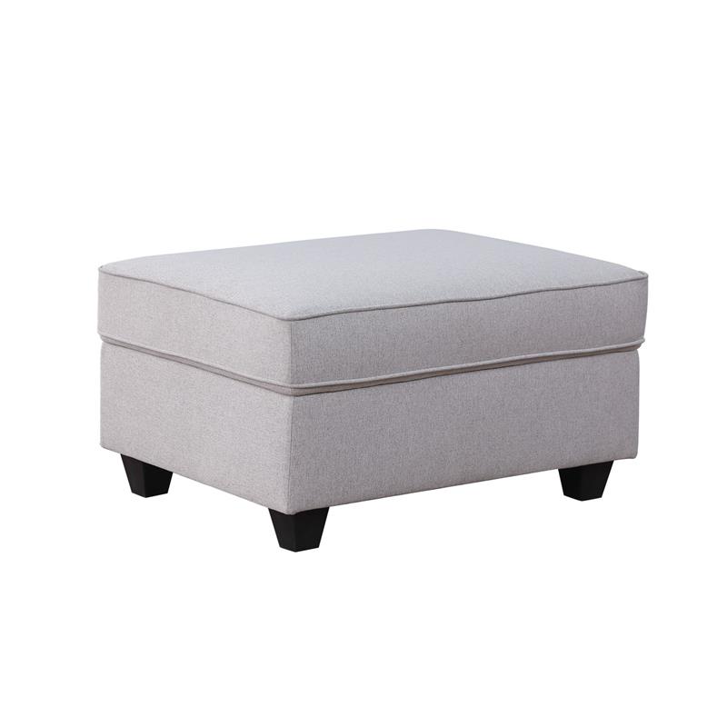 Cooper Light Gray Linen Fabric Reversible Sectional w/ Ottoman and Cupholder