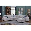 Cooper Light Gray Linen Fabric Reversible Sectional w/ Ottoman and Cupholder