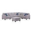 Cooper Light Gray Linen Fabric Reversible Sectional w/ Ottoman and Cupholder