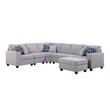 Cooper Light Gray Linen Fabric Reversible Sectional w/ Ottoman and Cupholder