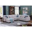 Cooper Light Gray Linen Fabric 7Pc Reversible Sectional w/ Ottoman and Cupholder