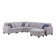 Cooper Light Gray Linen Fabric 7Pc Reversible Sectional w/ Ottoman and Cupholder
