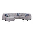 Cooper Light Gray Linen Fabric 7Pc Reversible Sectional w/ Ottoman and Cupholder